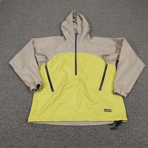 Patagonia Vintage Yellow and Tan Windbreaker Y2k, 90s Retro "Essenshell" Anorak